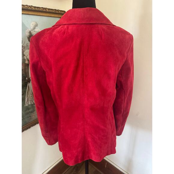 Vintage Split End Ltd Red Suede Blazer Jacket Size 14 - Picture 3 of 13